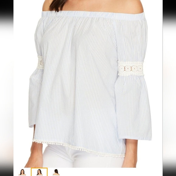 Joe's Jeans Women's Marlee Pleasant Blouse White And Blue Straiped Size M Cotton - Picture 3 of 10